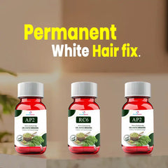 White Hair Course supplement set by Dr. Hafiz Ibrahim, three-bottle herbal formula for natural hair color support and scalp nourishment